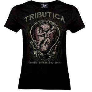 alt="Hostis Humanis Girlie Shirt – Vorderansicht von Tributica Streetwear"